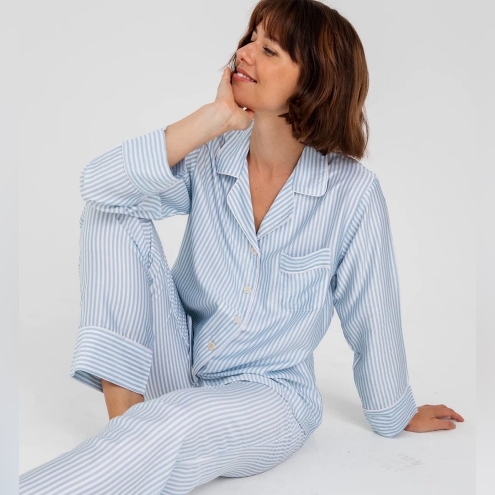 Ettitude Sateen PJ Pants | Starlight Blue Stripes | L